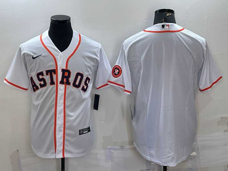 Mens Houston Astros Blank White With Patch Stitched MLB Cool Base Nike Jersey